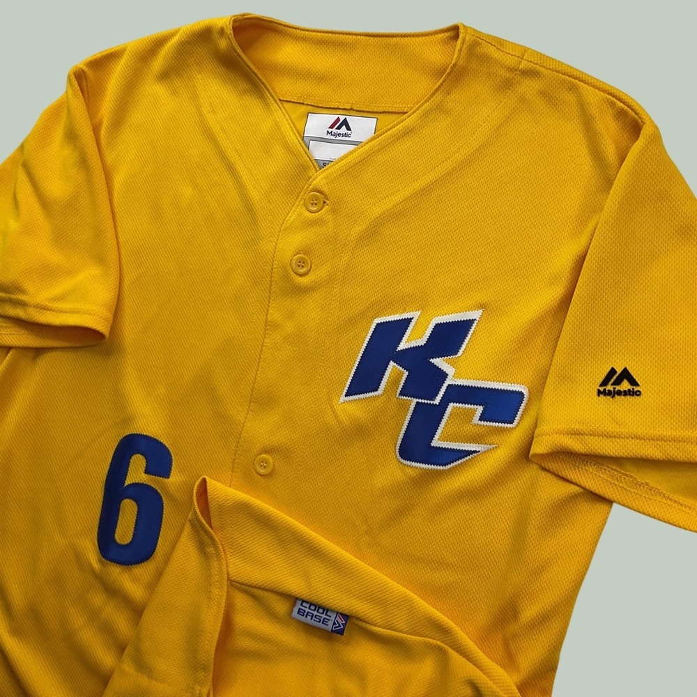 Majestic Kansas City Royals Yellow Cool Base Baseball Jersey #6 Lorenzo Cain S